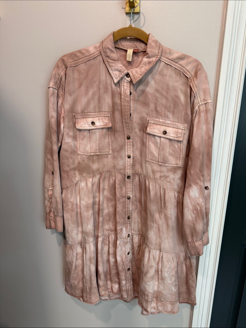 Pilcro Blush Mauve Button-Front Dress